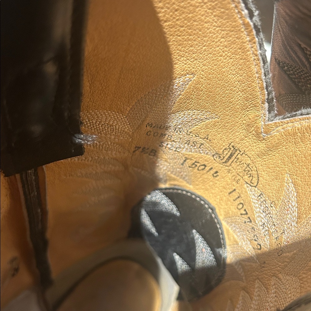 Justin Tekno Crepe Sole Men's Black Brown Full Quill Ostrich Western Boots 7.5B - Picture 2 of 6